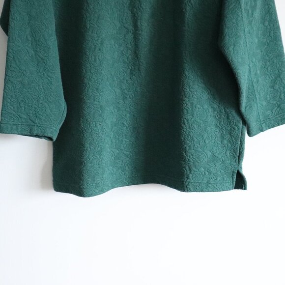 Vntg Lady Footlocker Women's Sz S Green Embroidered Flower Mock Neck Pullover - Picture 8 of 10